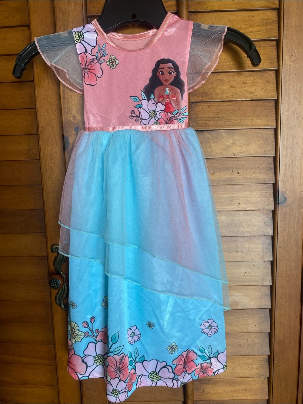 Disney Pink and Aqua Flutter-Sleeve Floral Dress with Character